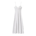 HH 2025 Women Red V-Neck Holiday Style Satin Texture Long Dress Sleeveless Summer Women's Back Zipper Fashion Sling Dresses